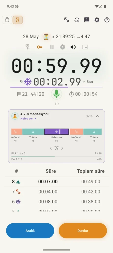 Açık temada çalışan VCStopwatch profili